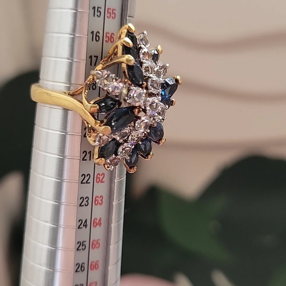 ✨️STUNNING✨️14k.ep.Gold and Saphire Gemstone Ring - Picture 5 of 5